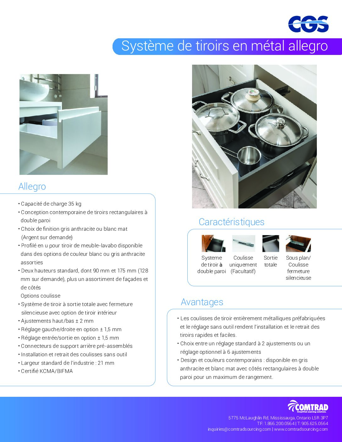 COMTRAD - Sell Sheet - CGS Allegro Metal Drawer System - FRENCH