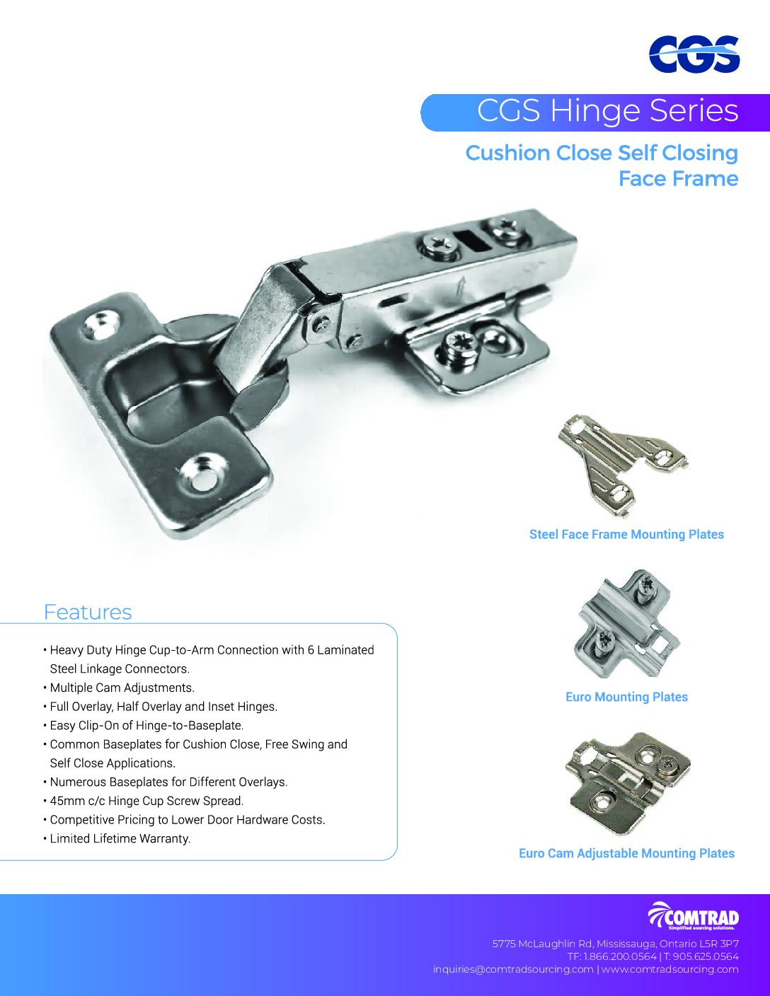COMTRAD - Sell Sheet -CGS Hinge Series - ENGLISH
