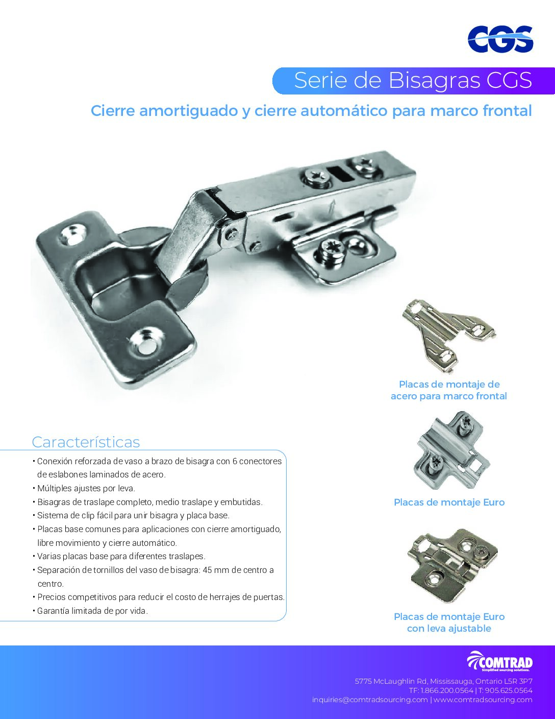COMTRAD - Sell Sheet -CGS Hinge Series - SPANISH